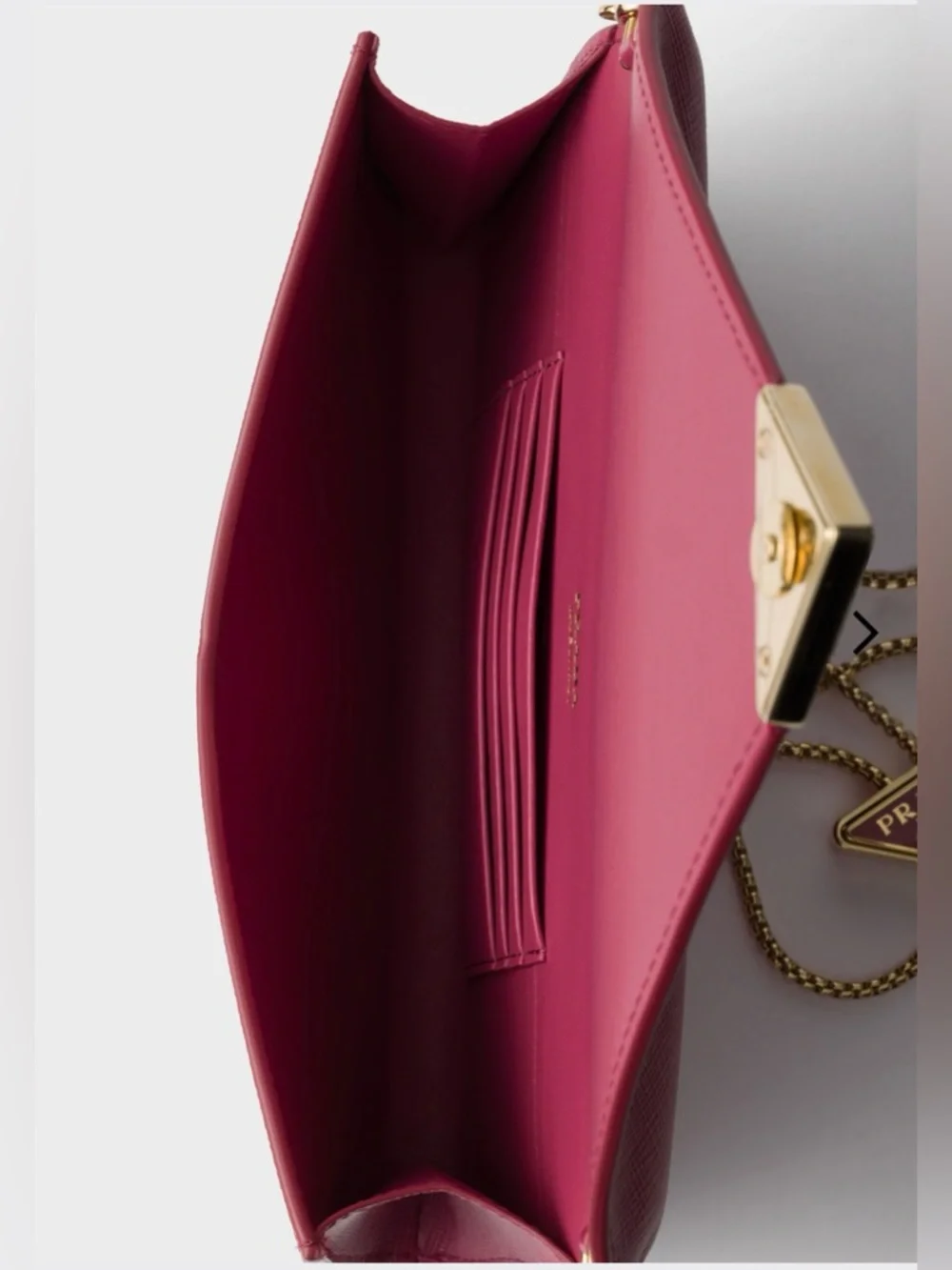 Prada mini Saffiano Leather Envelope Crossbody with Gold Chain - Picture 9 of 12